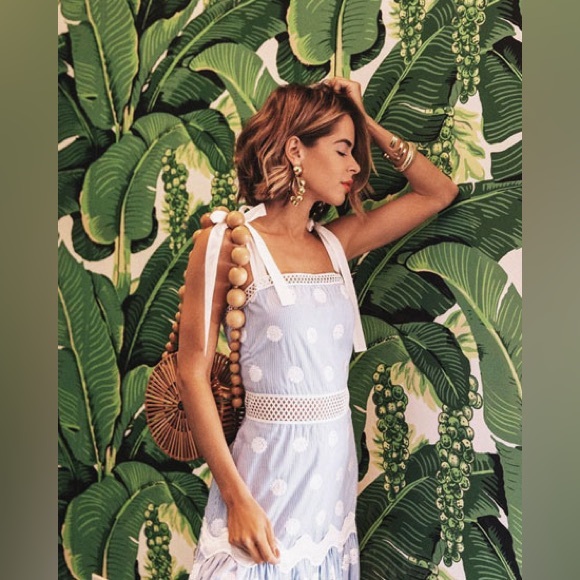 Cult Gaia Cutout Round Circle Beaded Strap Crossbody Bag NWT Natural Bamboo - Picture 14 of 16